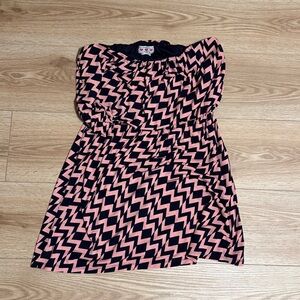 Pink & Navy Blue Strapless Dress